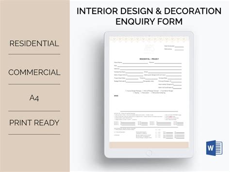 Interior Design Business Client Profile Customisable Client Information