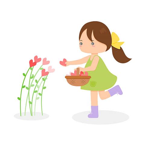 Woman Picking Flowers Illustrations Royalty Free Vector Graphics