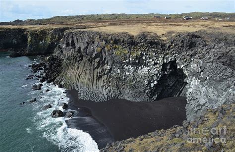 Basalt Column Cliffs And Black Sand Beach In Iceland Photograph By