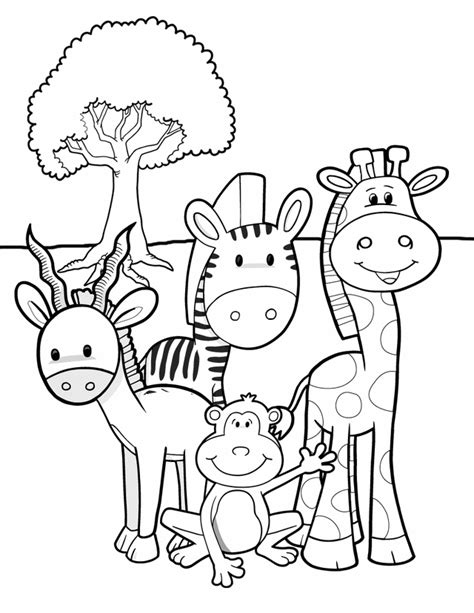 Animal Coloring Pages For Kids Safari Friends