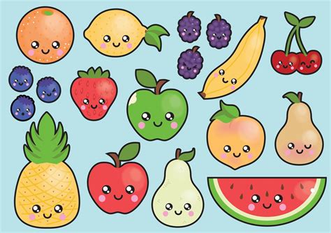 Premium Vector Clipart Kawaii Fruit Clipart Kawaii Clip Etsy Canada