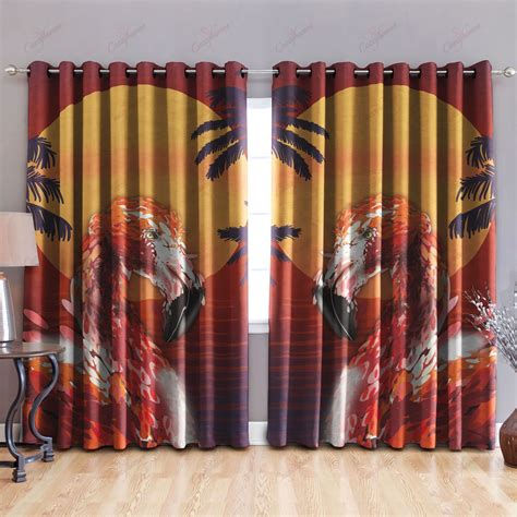 Flamingo At The Sunset Blackout Thermal Grommet Window Curtains