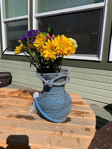 Western Lariat Rope Flower Vase Etsy