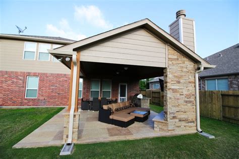 Covered Patio With Outdoor Kitchen And Fireplace Cinco Ranch Katy
