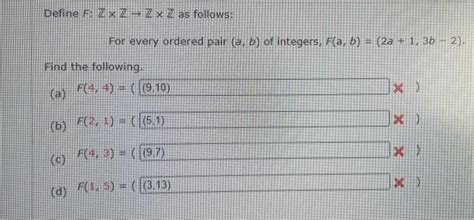 solved define f z×z→z×z as follows for every ordered pair