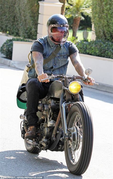 Brad pitt rides his motorcycle to disney studios. David Beckham looks the part as he takes motorbike for a ...