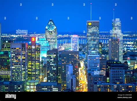 Painet Hl1215 Night Cityscape Montreal Canada Lights City Metropolitan