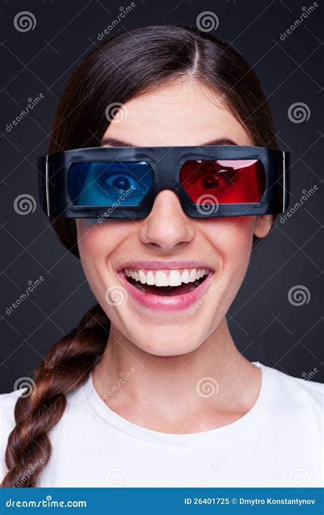 Lively Woman In 3d Glasses Stock Image Image Of Vision 26401725