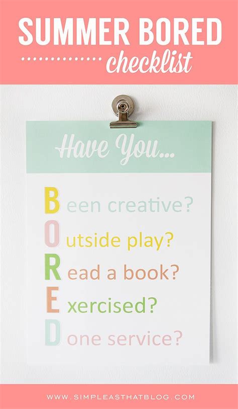 Win The Summer Boredom Battle With This Bored Checklist Summer