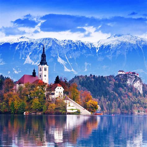View Of Lake Bled With Bled Island And Bled Castle Slovenia Central