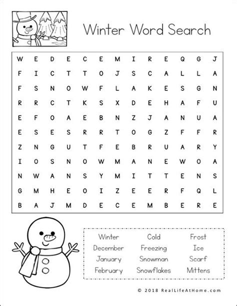 4th Grade Winter Word Search Free Printable Lillie Jordans Word Scramble
