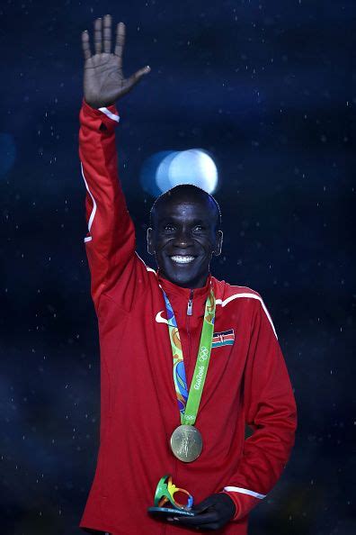 Kipchoge, won bronze in athens in 2004 and silver in beijing 2008 in the 5000m, already has a full set of medals thanks to his marathon gold in . Gold medalist Eliud Kipchoge of Kenya celebrates during ...