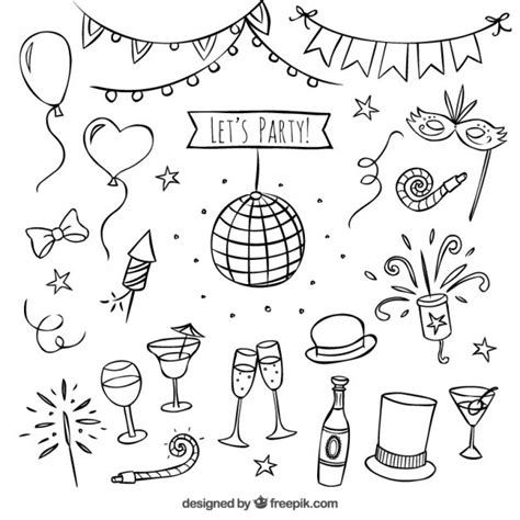Hand Drawn Party Elements Vector Free Download