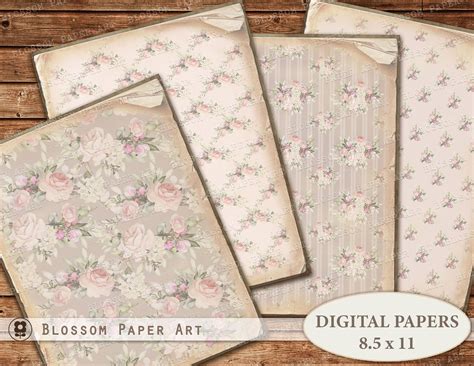 Vintage Roses Scrapbook Paper Shabby Chic Floral Paper A4 Etsy
