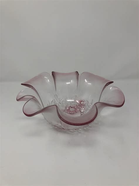 Vintage Pink Glass Fruit Bowl Centerpiece Etsy