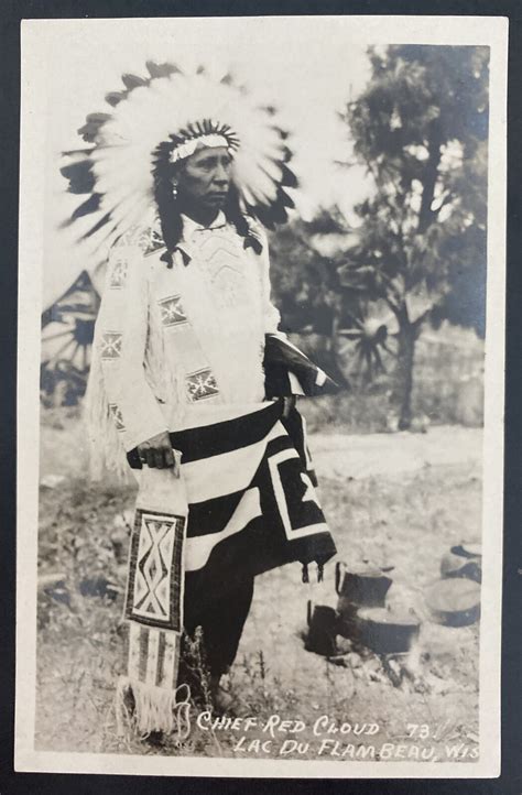 Mint Real Picture Postcard Native American Indian Chief Red Cloud Lac Du Flambe Topics