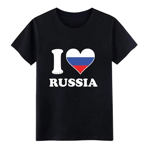 T Shirt I Love Russia R Ussian Flag Heart Printing Round Collar Natural Cute Fashion Summer