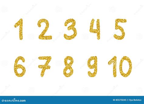 Gold Glitter Numbers Stock Vector Illustration Of Character 85575045