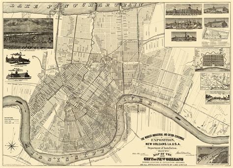 New Orleans Map Printlouisianacity Map Artdigital Download Home
