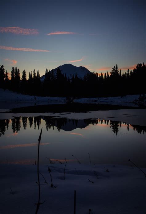 Sunset At Tipsoo Lake Mt Rainier National Park In Washington State Oc