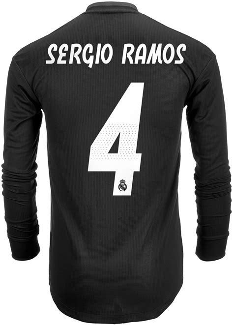 201819 Adidas Sergio Ramos Real Madrid Authentic Ls Away Jersey