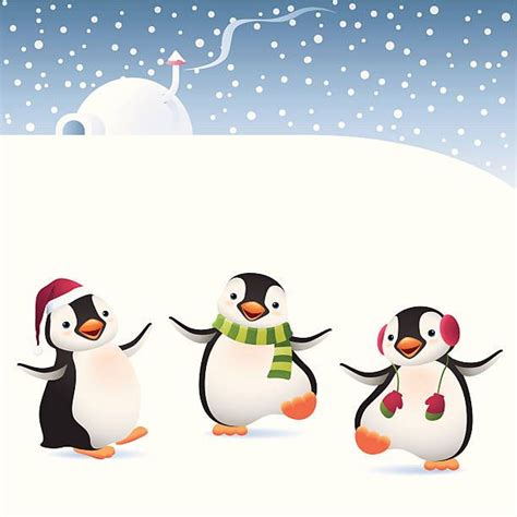 Winter Penguins Vector Art Illustration Penguin Illustration Christmas