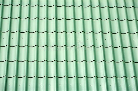 Green Metal Tile House Roof As Texture Stock Image Image Of High
