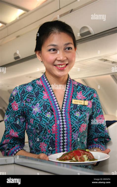 Business Class Cabin Dining Malaysian Airlines Stock Photo Alamy