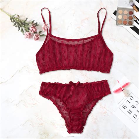 Rpvati Womens Lingerie Set Sexy Sheer Mesh Bra And Panty Set Sexy See Through Lingerie