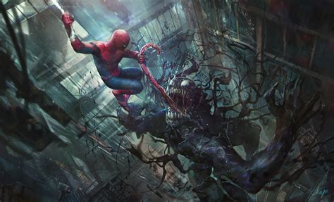 Venom Spiderman Hd 4k Superheroes Artwork Hd Wallpaper