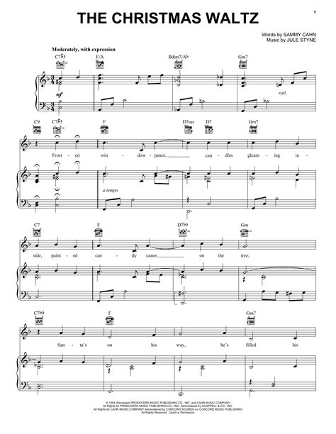 The Christmas Waltz Sheet Music Frank Sinatra Piano Vocal And Guitar