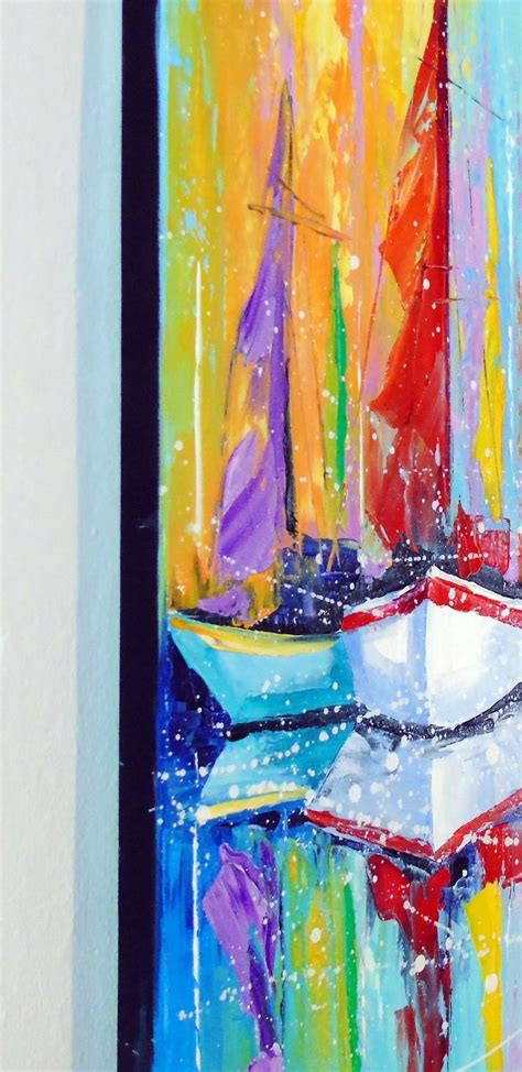 Sailboats By The Pier Paintings By Olha Darchuk Artwork