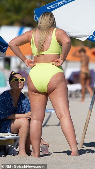 Pregnant Iskra Lawrence Displays Her Blossoming Bump In A Bright Yellow Bikini While At Miami