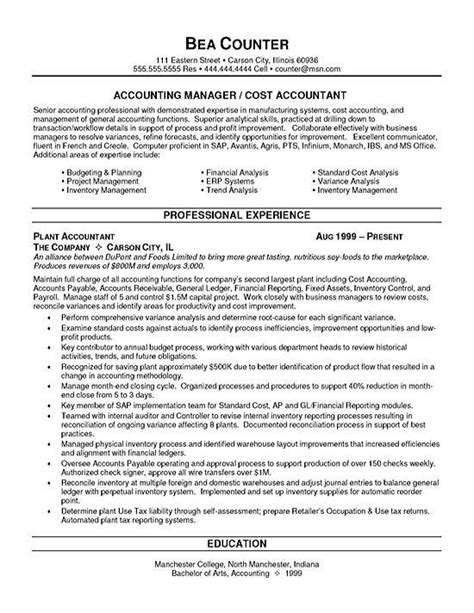 You can choose from one of our resume examples that have been. Cost Accountant | Accountant resume, Resume objective ...
