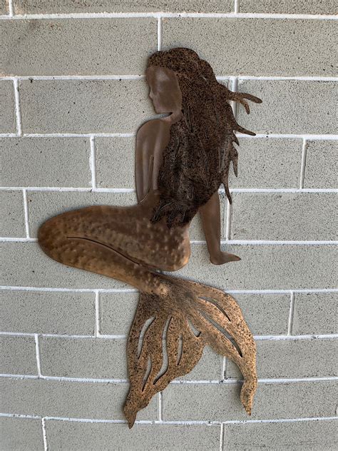 Mermaid Stained Steel Mermaid Home Decor Metal Art Wall Hanging