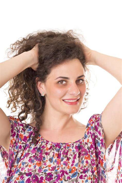 Closeup Of A Beautiful Young Woman With Curly Hair Stock Image Image