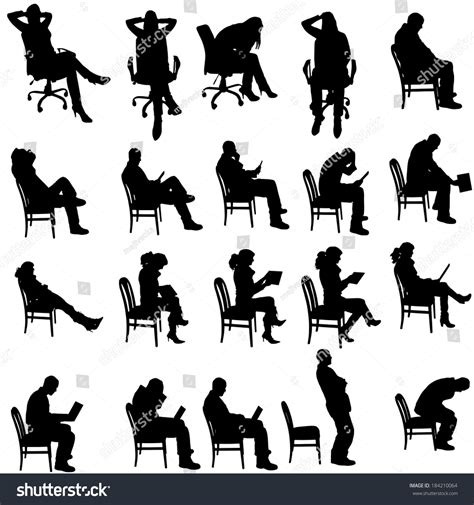 Vector Silhouette People Sitting On White Stock Vector 184210064 ...