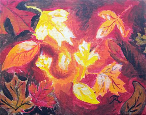 Autumn Leaves An Original Acrylic Painting On 8 X 10 Canvas Of The