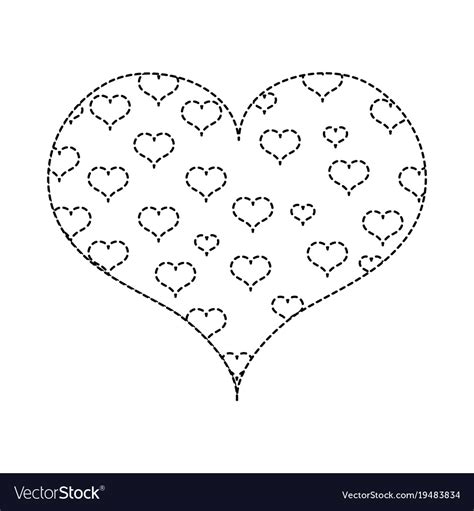 Dotted Shape Hearts Design Inside Big Heart Vector Image