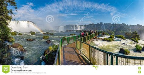 The Iguazu Falls With Clouds And Blue Sky Editorial Image Image Of