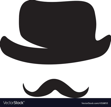 Retro Hat And Moustache Silhouettes Royalty Free Vector