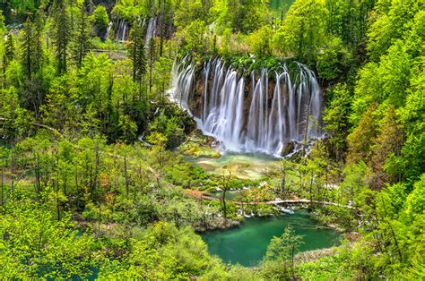 Fonds Decran Croatie Parc Chute Deau Lac Plitvice Herbe Nature