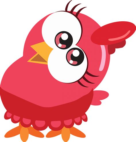 A Cartoon Red Bird With Big Eyes