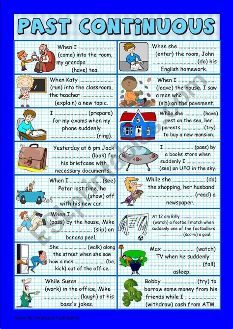 Past Continuous For Interrupted Actions Video Esl Worksheet By