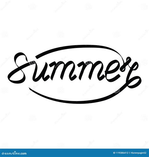 Hand Lettered Text Summer Calligraphic Season Inscription Stock