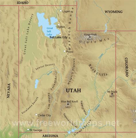 Physical Map Of Utah