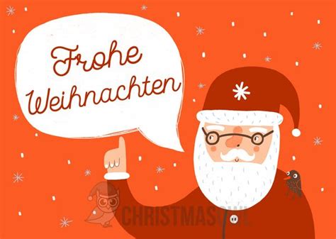 Free German Christmas Card Featuring Santa Claus Saying Merry