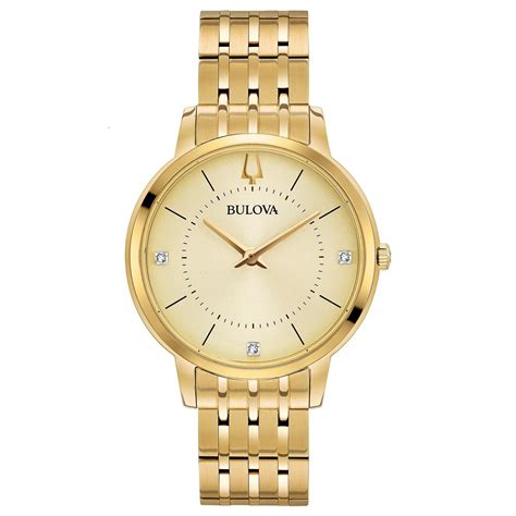 Bulova Womens Quartz Ultra Slim Gold Tone Champagne Dial 36mm Watch