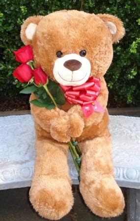 Send a teddy bear today! TEDDY BEAR WITH ROSES Large Teddy Bear holding Fresh Roses ...