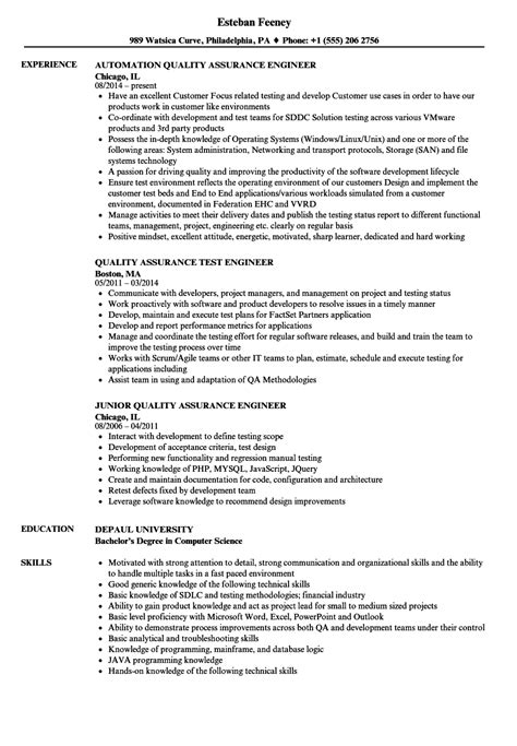 quality assurance engineer quality resume samples